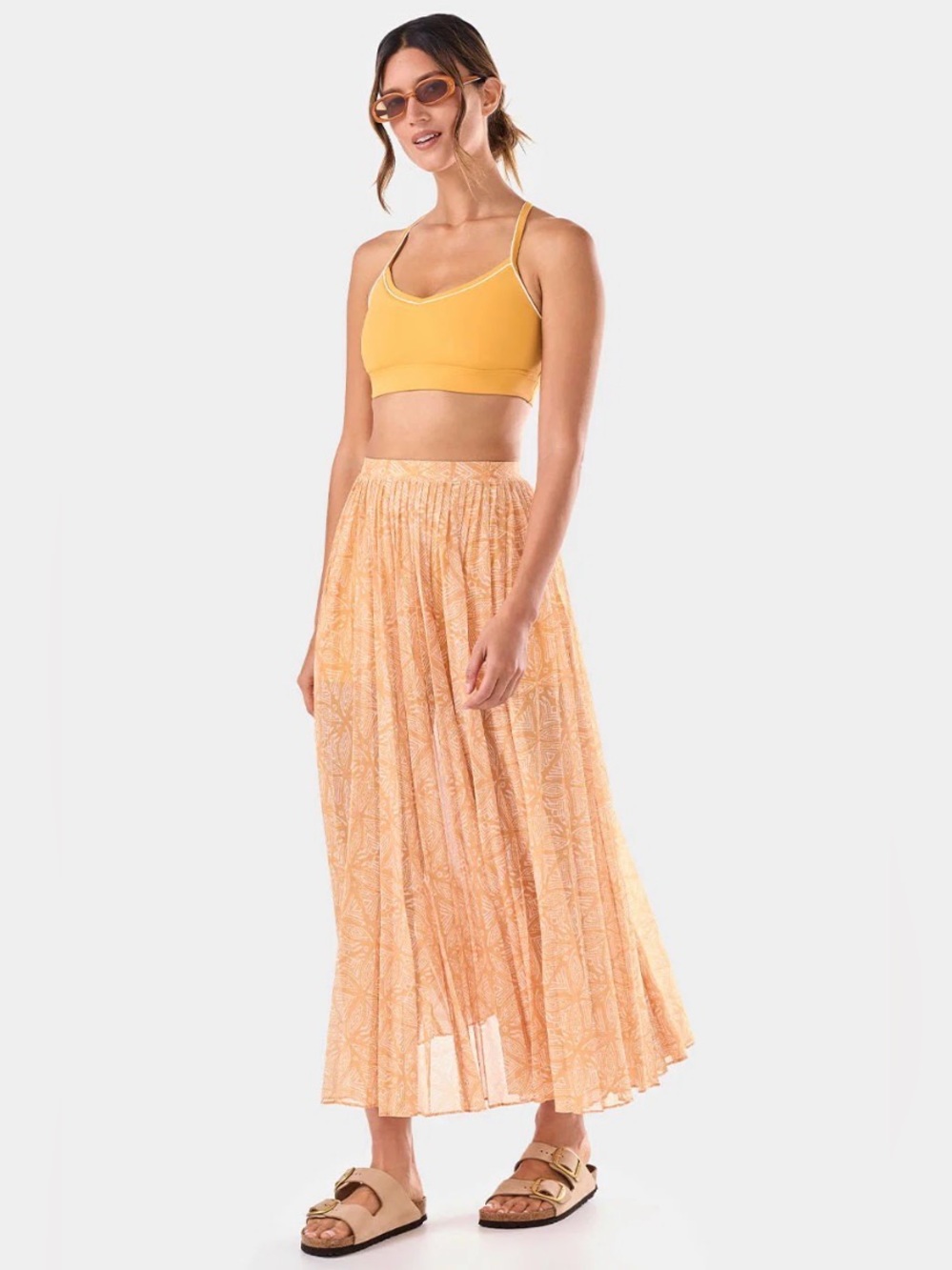 Bohemian Peach Printed Maxi Coverup Skirt